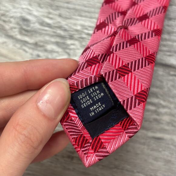 Charles Tyrwhitt Pink Red Plaid Mens 59" Jacquard Business Corpcore Silk Tie EUC - Picture 4 of 8